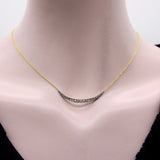 Victorian Silver Front and 14K Gold Diamond Crescent Moon Necklace Necklace Kirsten's Corner