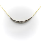 Victorian Silver Front and 14K Gold Diamond Crescent Moon Necklace Necklace Kirsten's Corner