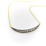 Victorian Silver Front and 14K Gold Diamond Crescent Moon Necklace Necklace Kirsten's Corner