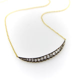 Victorian Silver Front and 14K Gold Diamond Crescent Moon Necklace Necklace Kirsten's Corner