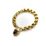 Early Victorian 14K Gold Padlock Heart Clasp Rolo Link Bracelet Bracelet Kirsten's Corner