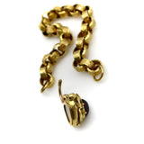 Early Victorian 14K Gold Padlock Heart Clasp Rolo Link Bracelet Bracelet Kirsten's Corner