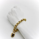 Early Victorian 14K Gold Padlock Heart Clasp Rolo Link Bracelet Bracelet Kirsten's Corner