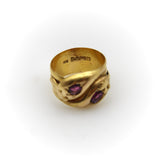 9K Gold Edwardian Snake Ring with Rhodolite Garnets Ring Kirsten's Corner