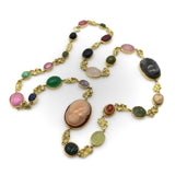 Vintage 18K Gołd French Egyptian Revival Multi-Stone Necklace jewelry Kirsten's Corner