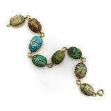 18K Gold Egyptian Revival Faience Scarab Bracelet Bracelet Kirsten's Corner