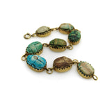18K Gold Egyptian Revival Faience Scarab Bracelet Bracelet Kirsten's Corner
