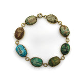 18K Gold Egyptian Revival Faience Scarab Bracelet Bracelet Kirsten's Corner