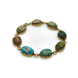 18K Gold Egyptian Revival Faience Scarab Bracelet Bracelet Kirsten's Corner