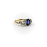 Edwardian 18K Gold and Platinum Sapphire and Diamond Ring Ring Kirsten's Corner