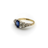 Edwardian 18K Gold and Platinum Sapphire and Diamond Ring Ring Kirsten's Corner