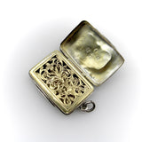 Sterling Silver Georgian Rectangular Vinaigrette with Bas Relief Clover Objects of Vertu Kirsten's Corner