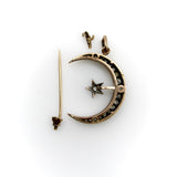 14K Gold Victorian Crescent Moon and Star Convertible Pendant Brooch Pendant, Charm Kirsten's Corner