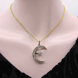14K Gold Victorian Crescent Moon and Star Convertible Pendant Brooch Pendant, Charm Kirsten's Corner
