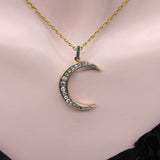 14K Gold Victorian Crescent Moon and Star Convertible Pendant Brooch Pendant, Charm Kirsten's Corner