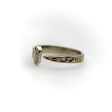 14K White Gold Hand Engraved Lucky Nail Ring with Diamonds Ring Kirsten's Corner