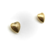 Vintage 14K Gold Puffy Heart Florentine Finish Stud Earrings