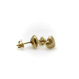 Vintage 14K Gold Puffy Heart Florentine Finish Stud Earrings