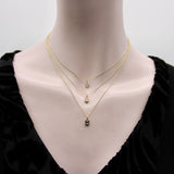 18K Gold 1/2 Carat Emerald Cut Diamond Collett Set & Black Rhodium Necklace