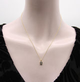 18K Gold 1/2 Carat Emerald Cut Diamond Collett Set & Black Rhodium Necklace