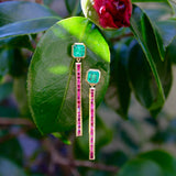 18K Gold Zambian Emerald and Ruby Dangle Earrings earrings Kirsten's Corner