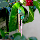 18K Gold Zambian Emerald and Ruby Dangle Earrings earrings Kirsten's Corner