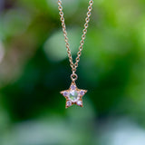 Contemporary 18K Gold Rose Cut Diamond Star Pendant Necklace Necklace Kirsten's Corner