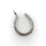 12K White Gold Diamond Lucky Horseshoe Pendant Pendant Kirsten's Corner