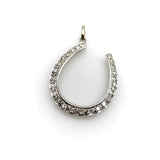12K White Gold Diamond Lucky Horseshoe Pendant Pendant Kirsten's Corner
