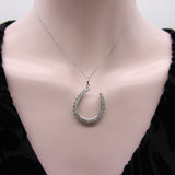 12K White Gold Diamond Lucky Horseshoe Pendant Pendant Kirsten's Corner