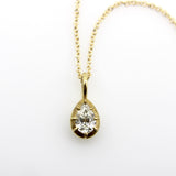 18K Gold Pear-Shaped Diamond in Collett Setting on a 16” Chain Kirsten's Corner