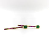 18K Gold Zambian Emerald and Ruby Dangle Earrings earrings Kirsten's Corner