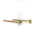 18K Gold Zambian Emerald and Ruby Dangle Earrings earrings Kirsten's Corner