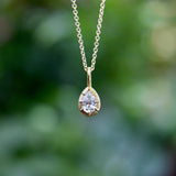 18K Gold Pear-Shaped Diamond in Collett Setting on a 16” Chain Kirsten's Corner
