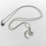14K White Gold Moon and Star Diamond Necklace jewelry Kirsten's Corner