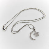 14K White Gold Moon and Star Diamond Necklace jewelry Kirsten's Corner