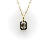 18K Gold 1/2 Carat Emerald Cut Diamond Collet Set & Black Rhodium Necklace Necklace Kirsten's Corner