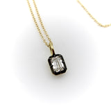 18K Gold 1/2 Carat Emerald Cut Diamond Collet Set & Black Rhodium Necklace Necklace Kirsten's Corner