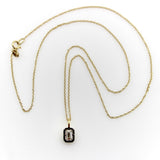 18K Gold 1/2 Carat Emerald Cut Diamond Collett Set & Black Rhodium Necklace