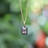 18K Gold 1/2 Carat Emerald Cut Diamond Collet Set & Black Rhodium Necklace Necklace Kirsten's Corner