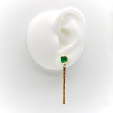 18K Gold Zambian Emerald and Ruby Dangle Earrings earrings Kirsten's Corner