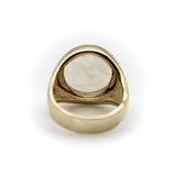 Vintage White Chalcedony Eagle Intaglio 14K Gold Signet Ring