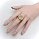Vintage White Chalcedony Eagle Intaglio 14K Gold Signet Ring ring Kirsten's Corner