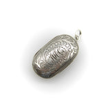 Sterling Silver Georgian Oblong Vinaigrette with Engraved Leaf Border jewelry Kirsten's Corner
