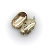 Sterling Silver Georgian Oblong Vinaigrette with Engraved Leaf Border jewelry Kirsten's Corner