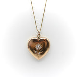 Victorian Heart Locket in 14K Rose Gold with Diamonds locket Kirsten's Corner