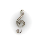Vintage 18K White Gold Treble Clef Diamond Encrusted Pendant jewelry Kirsten's Corner