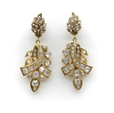 Early Victorian 18K Gold Diamond Earrings with Leaf and Ribbon Motif w/ 6 Carats Earrings Kirsten's Corner