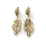 Early Victorian 18K Gold Diamond Earrings with Leaf and Ribbon Motif w/ 6 Carats Earrings Kirsten's Corner