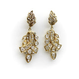 Early Victorian 18K Gold Diamond Earrings with Leaf and Ribbon Motif w/ 6 Carats Earrings Kirsten's Corner
